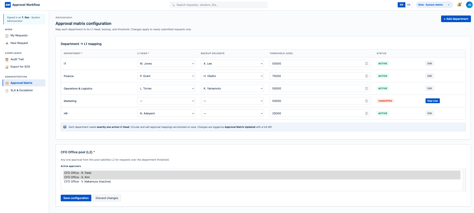 Approval Matrix screenshot preview